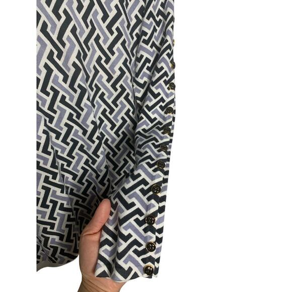 NWOT J. McLaughlin Printed Button Detailed Sleeve Lightweight Sweater Top - Picture 4 of 6